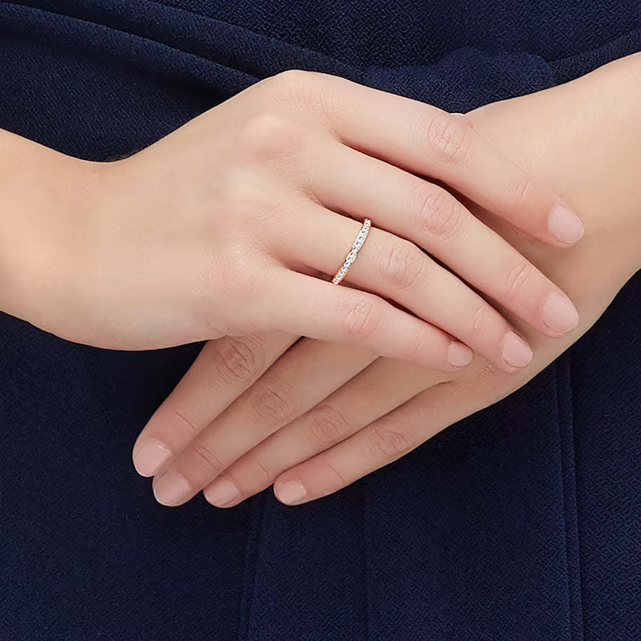 Matrix ring, White, Rose gold-tone plated