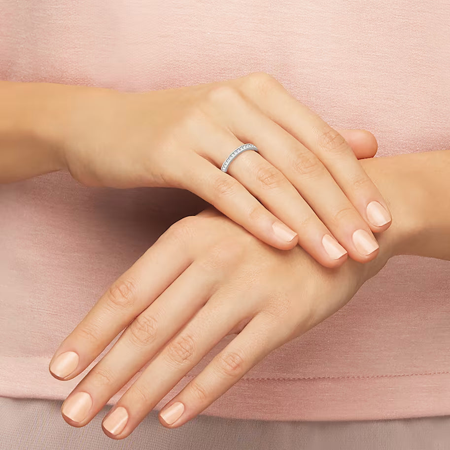 Matrix ring, White, Rhodium plated