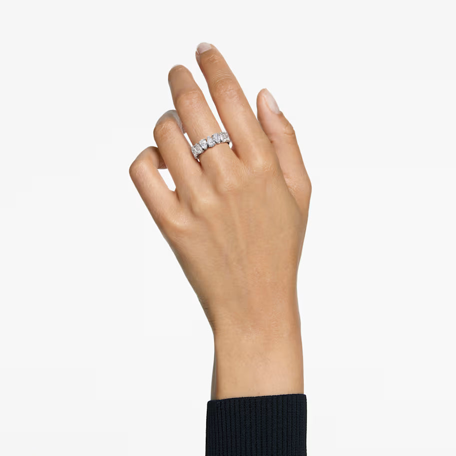 Matrix Vittore ring, Pear cut, White, Silver-tone finish