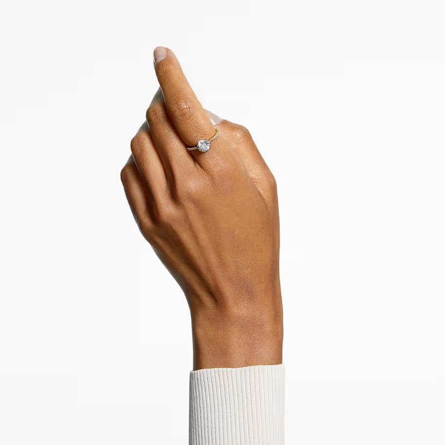 Stilla cocktail ring, Round cut, Pavé, White, Gold-tone plated