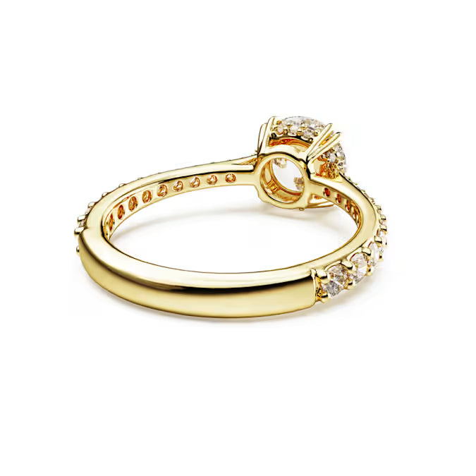 Stilla cocktail ring, Round cut, Pavé, White, Gold-tone plated