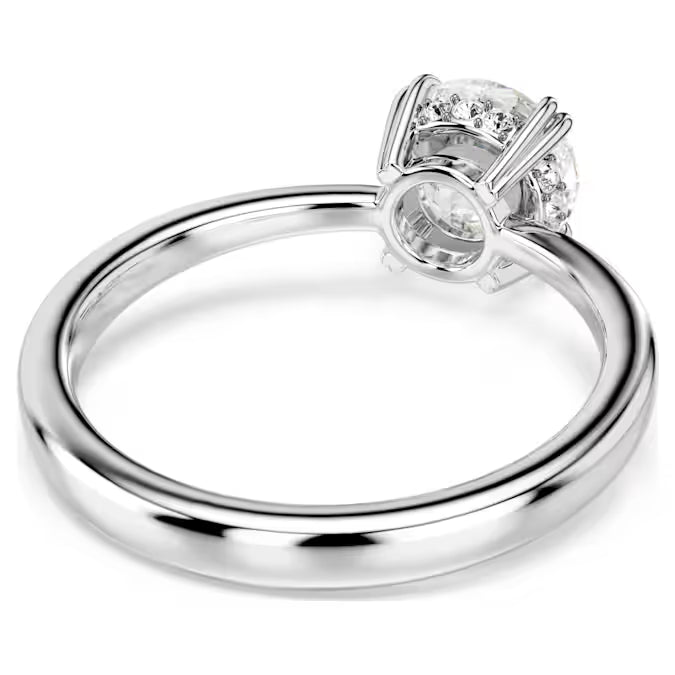 Stilla cocktail ring, Round cut, White, Silver-tone finish