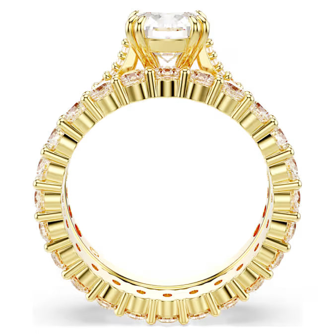 Stilla ring, Set (2), Round cut, White, Gold-tone plated