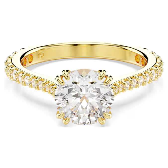Stilla ring, Set (2), Round cut, White, Gold-tone plated