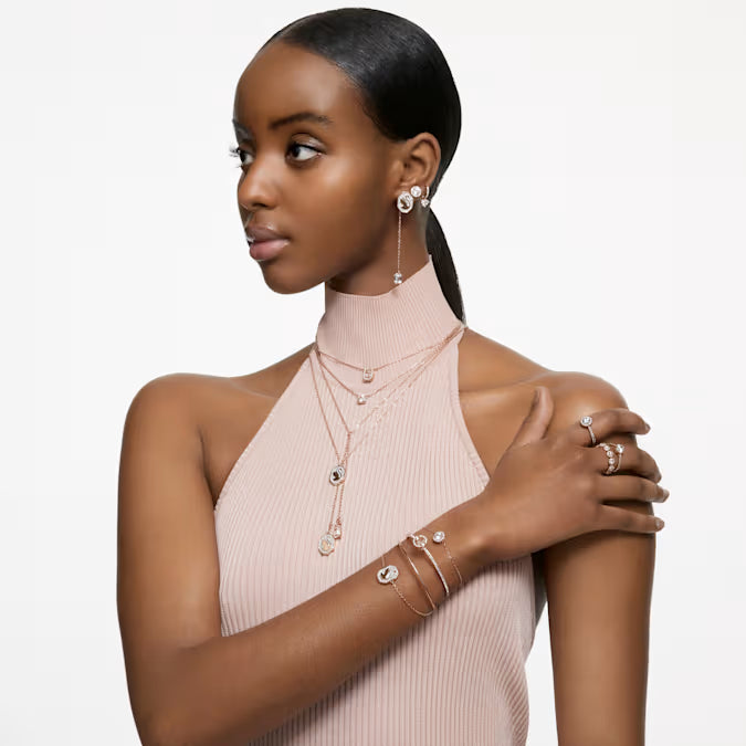 Una Angelic cocktail ring, Round cut, Pavé, White, Rose gold-tone plated