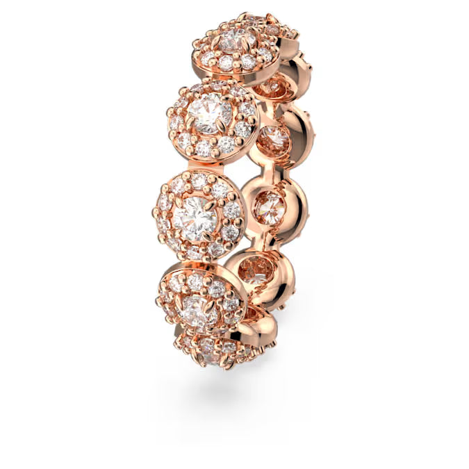 Una Angelic ring, Round cut, White, Rose gold-tone plated