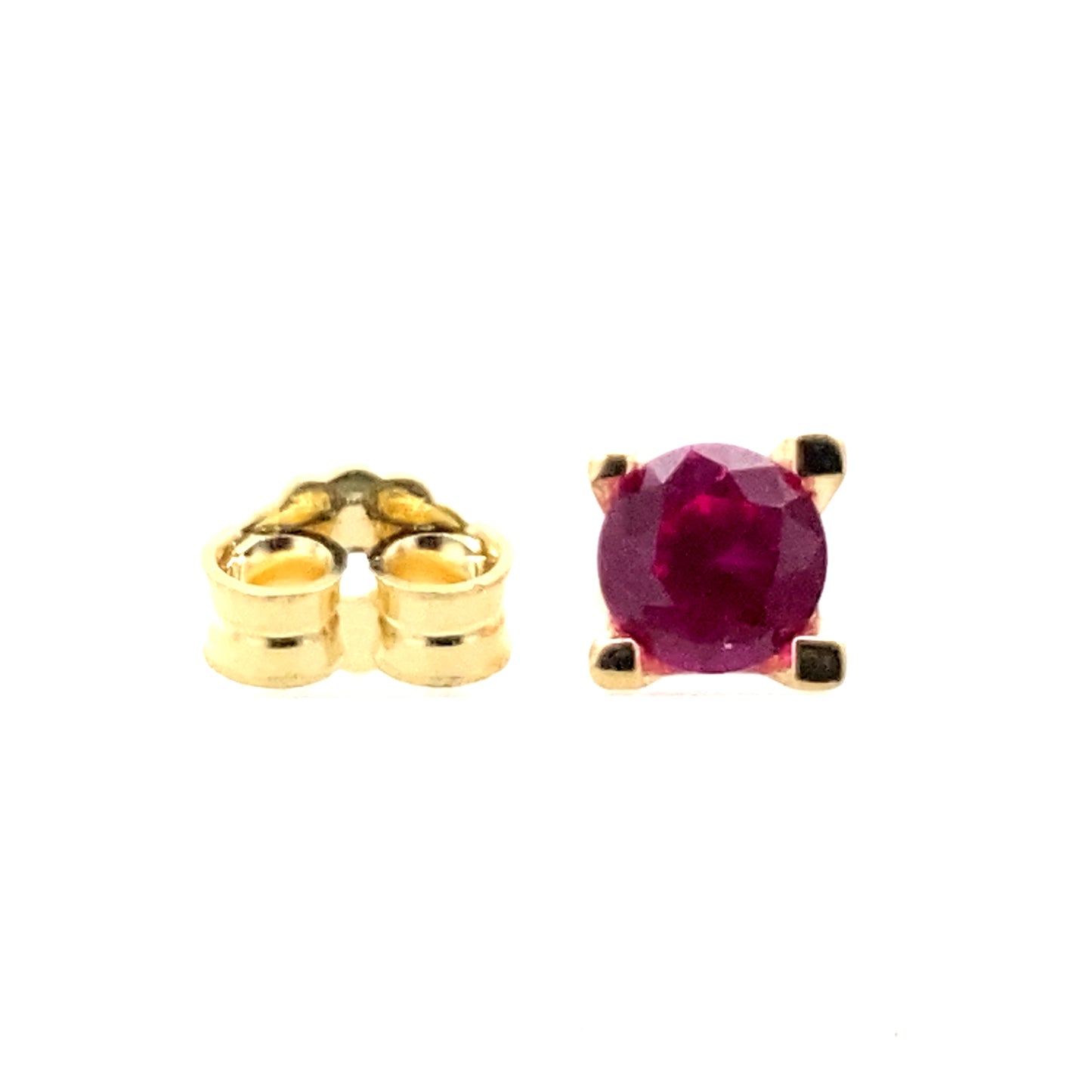Ruby Color CZ 14 K gold pushback earrings