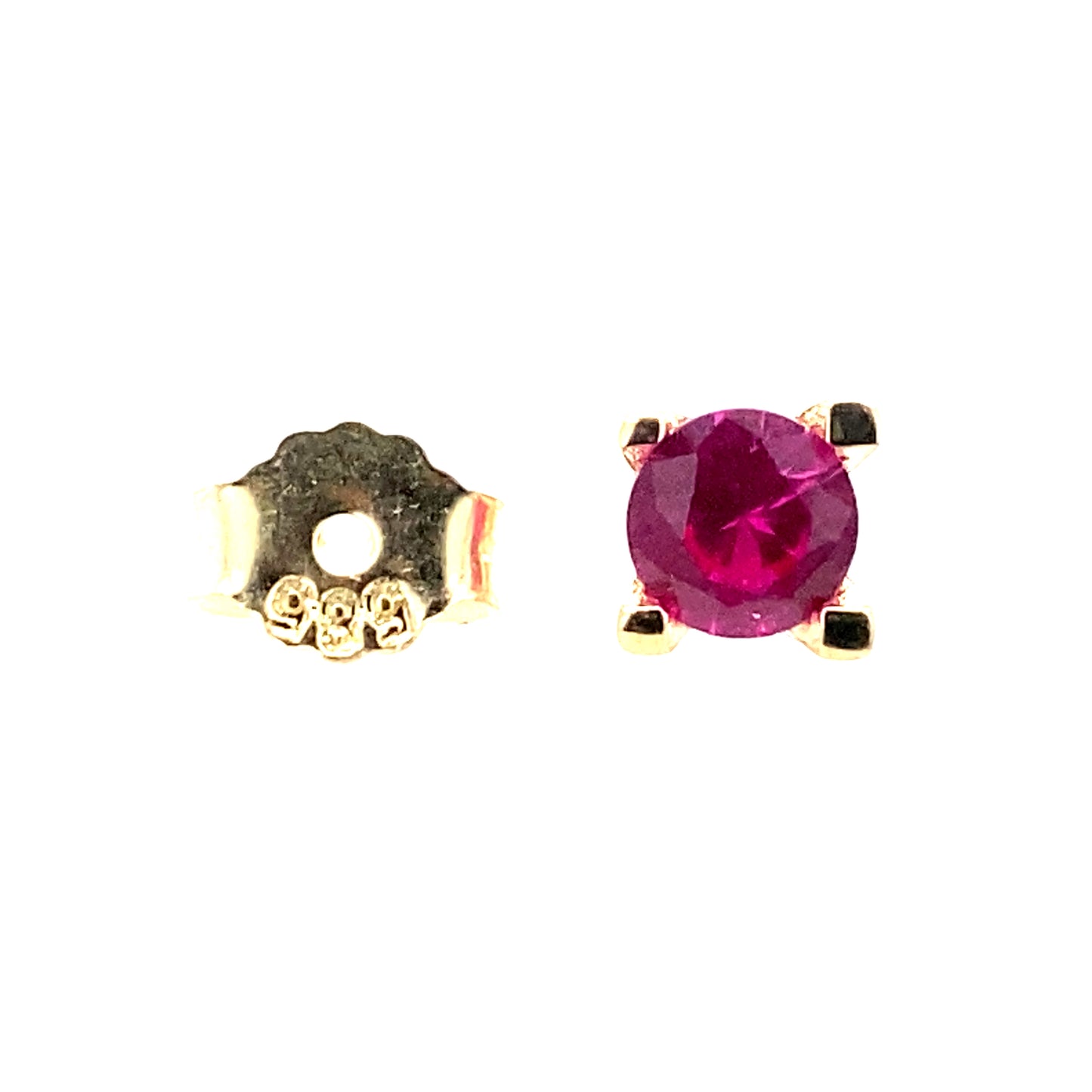 Ruby Color CZ 14 K gold pushback earrings