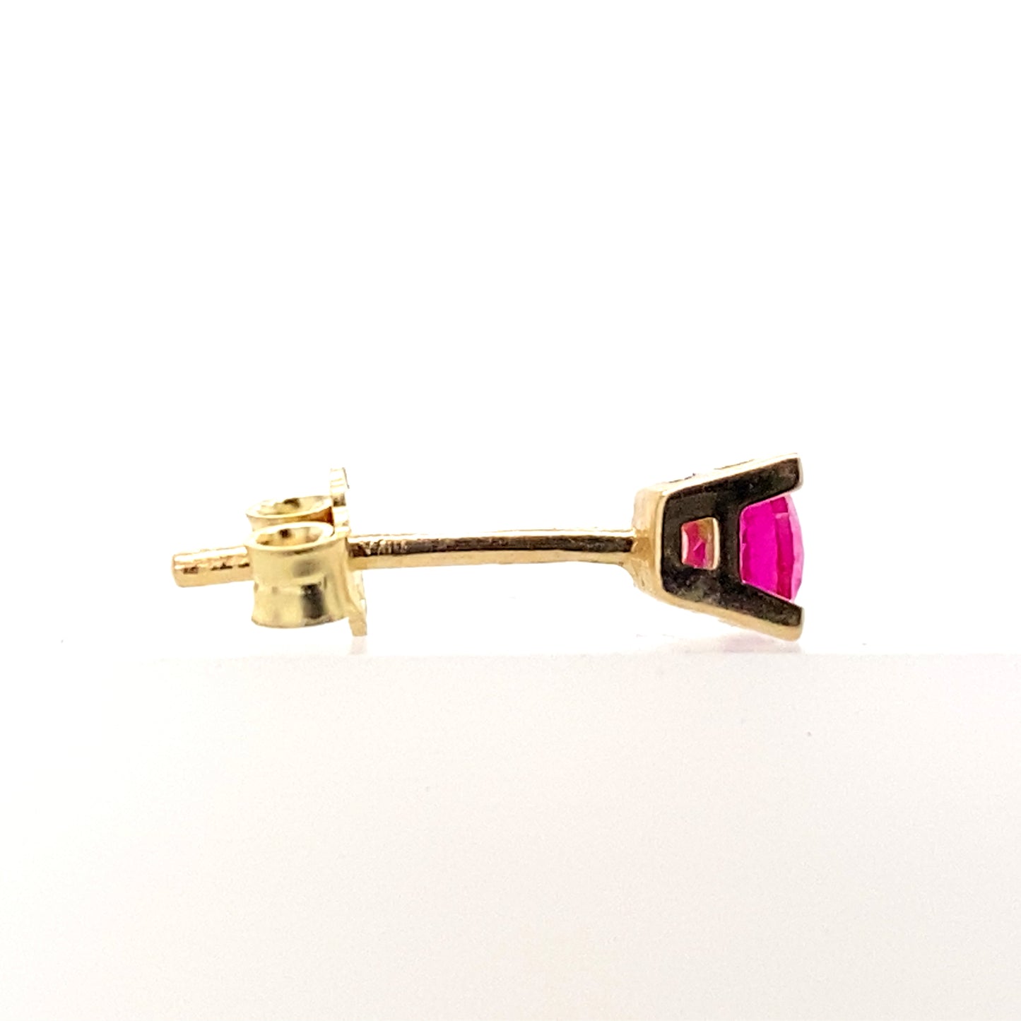 Ruby Color CZ 14 K gold pushback earrings