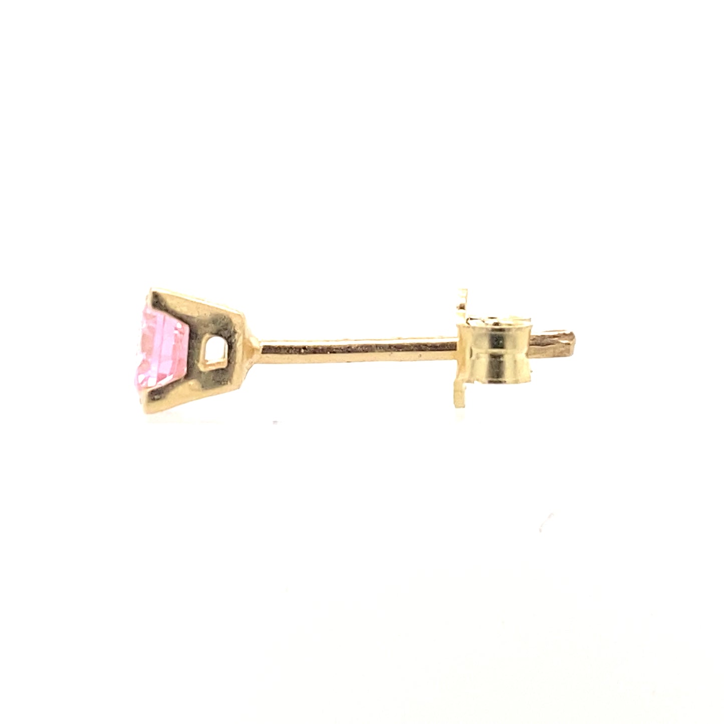 Light Pink CZ 14 K Gold Pushback Earring