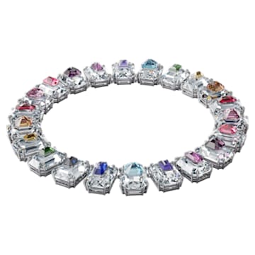 Chroma choker, Oversized crystals, Multicolored, Rhodium plated